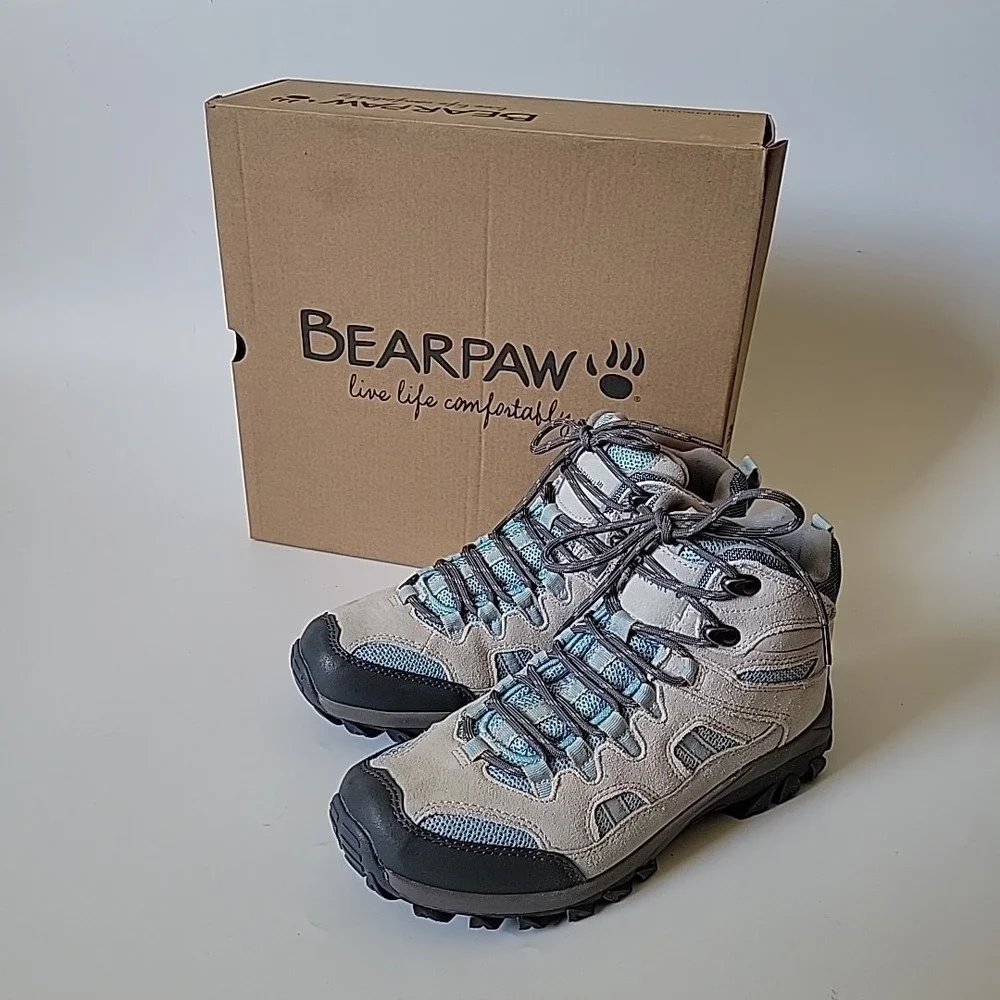 Bearpaw Ridgewood Mid Hiking Boots 9M Lunar Rock Suede Casual Outdoor Waterproof